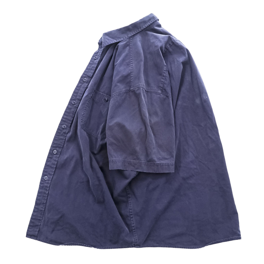 Eddie Bauer 90年代 半袖 ワークシャツ XL ネイビー ボックスシルエット ダブルポケット