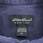 Eddie Bauer 90年代 半袖 ワークシャツ XL ネイビー ボックスシルエット ダブルポケット