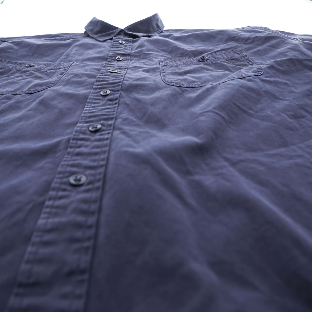 Eddie Bauer 90年代 半袖 ワークシャツ XL ネイビー ボックスシルエット ダブルポケット