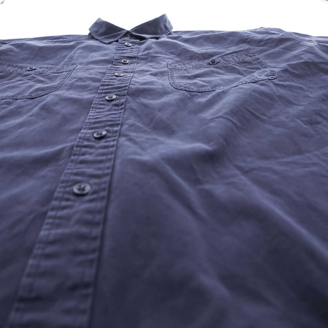 Eddie Bauer 90年代 半袖 ワークシャツ XL ネイビー ボックスシルエット ダブルポケット