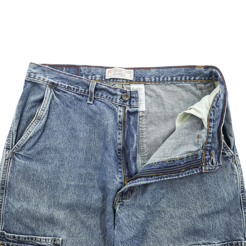 Levi's デニムカーゴショーツ ショートパンツ ハーフパンツ W34 ケミカルウォッシュ ブルー SIGNATURE バギー 478