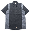 Dickies 半袖 ワークシャツ L ブラック グレー ボックスシルエット ダブルポケット WS508BKCH
