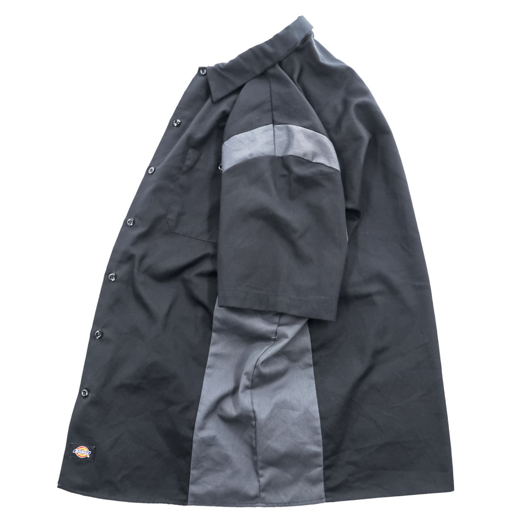 Dickies 半袖 ワークシャツ L ブラック グレー ボックスシルエット ダブルポケット WS508BKCH
