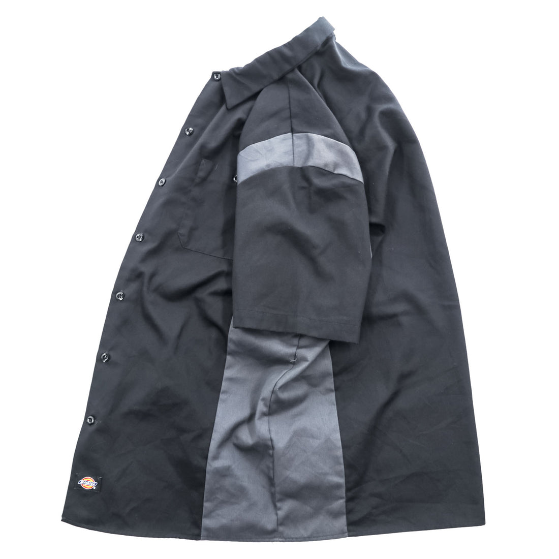 Dickies 半袖 ワークシャツ L ブラック グレー ボックスシルエット ダブルポケット WS508BKCH