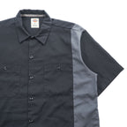 Dickies 半袖 ワークシャツ L ブラック グレー ボックスシルエット ダブルポケット WS508BKCH