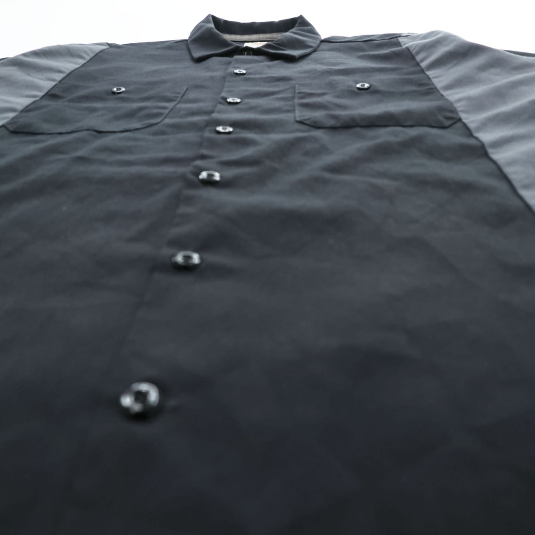 Dickies 半袖 ワークシャツ L ブラック グレー ボックスシルエット ダブルポケット WS508BKCH