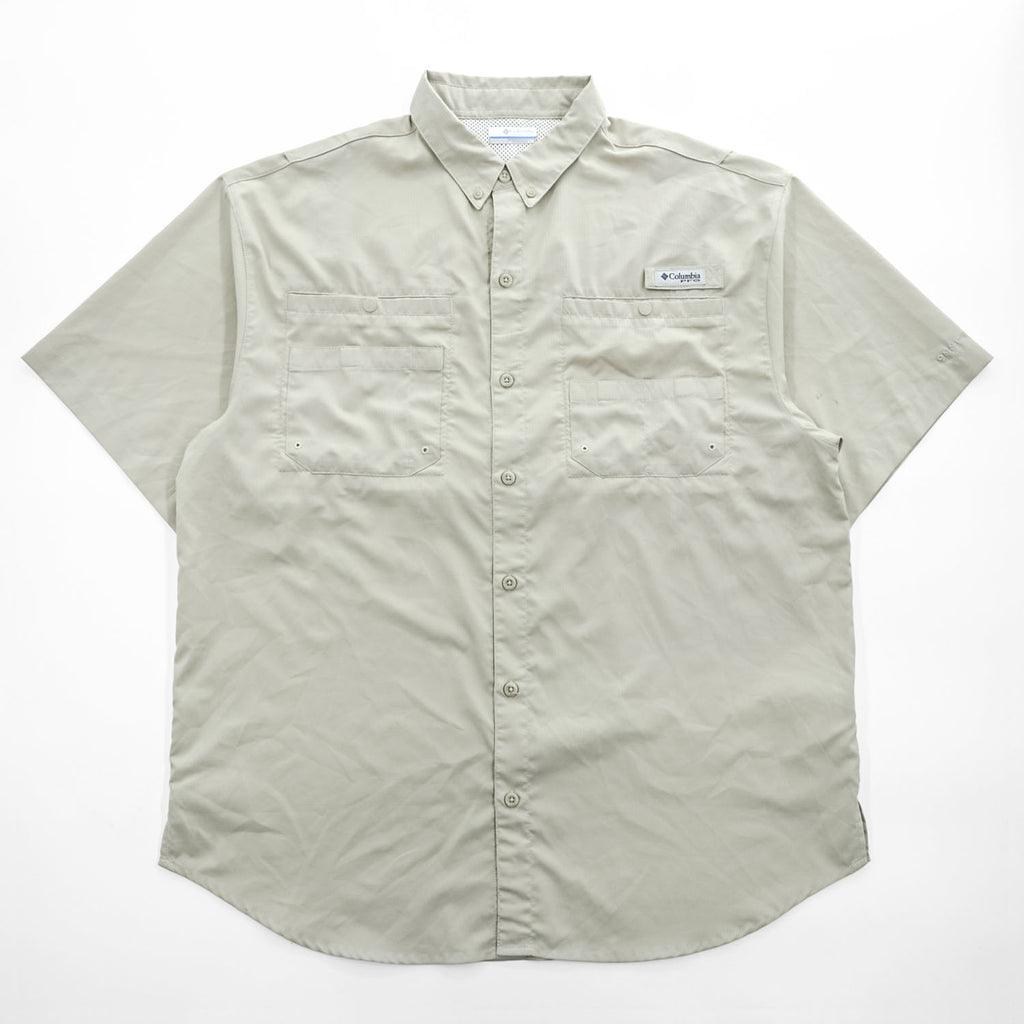 Columbia PFG 半袖 フィッシングシャツ L ベージュ メッシュ OMNI-SHADE ボタンダウンTamiami II FM7266