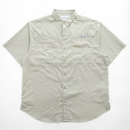 Columbia PFG 半袖 フィッシングシャツ L ベージュ メッシュ OMNI-SHADE ボタンダウンTamiami II FM7266
