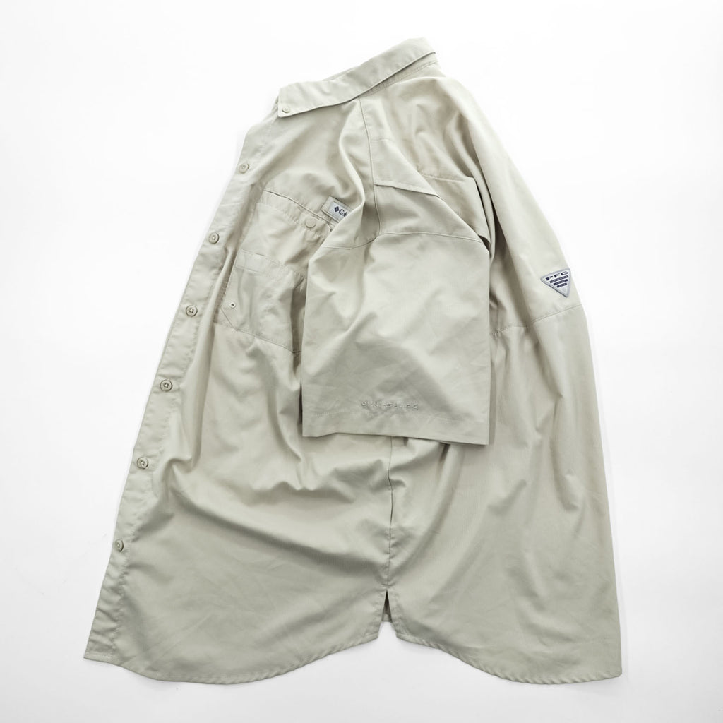 Columbia PFG 半袖 フィッシングシャツ L ベージュ メッシュ OMNI-SHADE ボタンダウンTamiami II FM7266