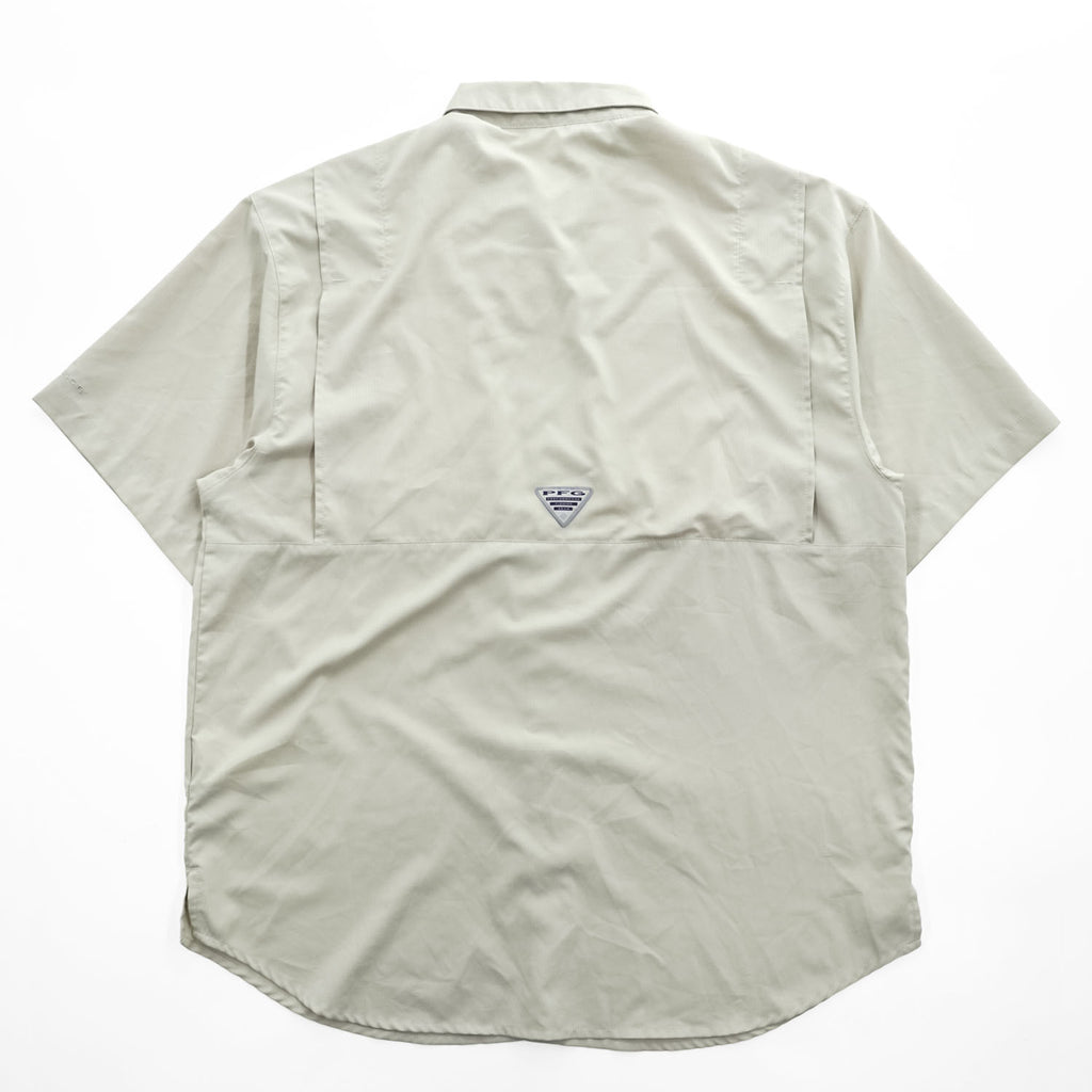 Columbia PFG 半袖 フィッシングシャツ L ベージュ メッシュ OMNI-SHADE ボタンダウンTamiami II FM7266