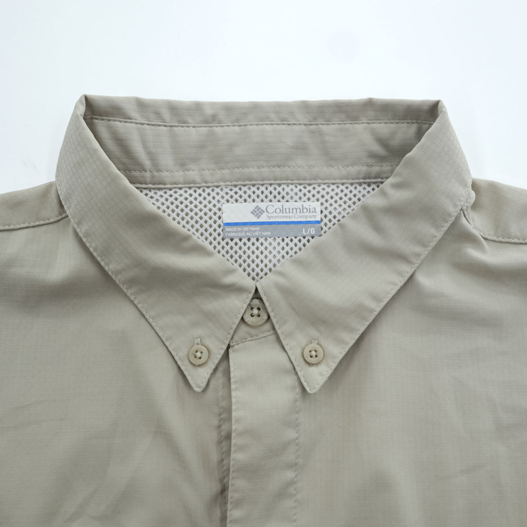 Columbia PFG 半袖 フィッシングシャツ L ベージュ メッシュ OMNI-SHADE ボタンダウンTamiami II FM7266
