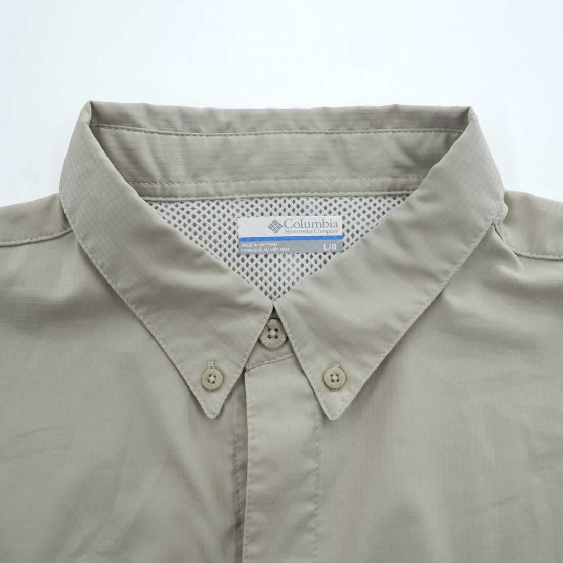 Columbia PFG 半袖 フィッシングシャツ L ベージュ メッシュ OMNI-SHADE ボタンダウンTamiami II FM7266