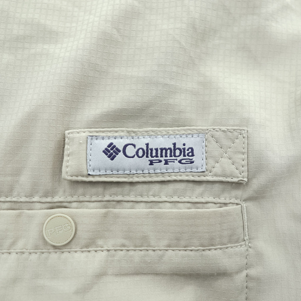 Columbia PFG 半袖 フィッシングシャツ L ベージュ メッシュ OMNI-SHADE ボタンダウンTamiami II FM7266
