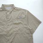Columbia PFG 半袖 フィッシングシャツ L ベージュ メッシュ OMNI-SHADE ボタンダウンTamiami II FM7266
