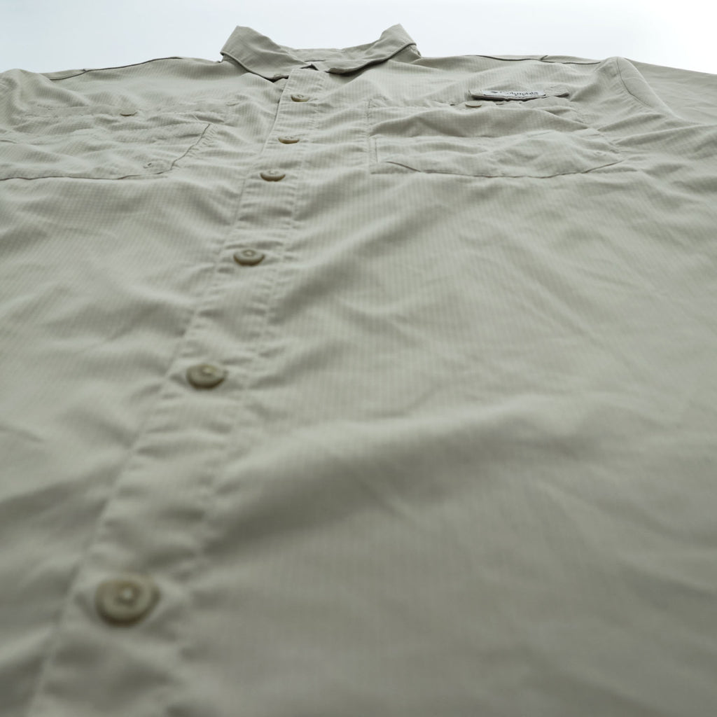 Columbia PFG 半袖 フィッシングシャツ L ベージュ メッシュ OMNI-SHADE ボタンダウンTamiami II FM7266