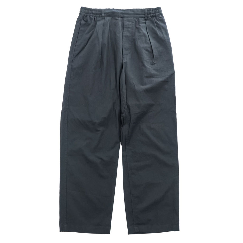 MORRIS & SONS 2タック イージーパンツ シアサッカー スラックス L ブラック ワイド プリーツ MS-WS01PT