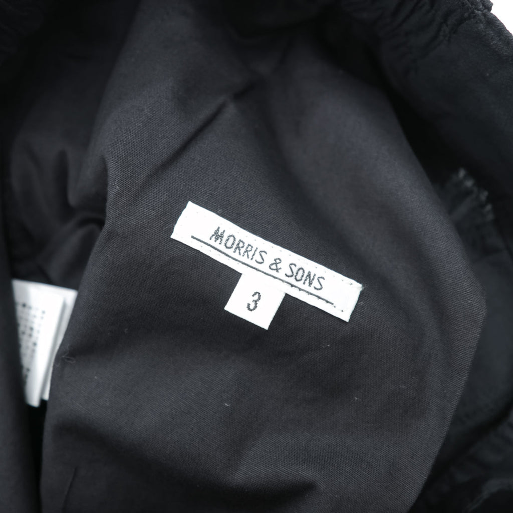 MORRIS & SONS 2タック イージーパンツ シアサッカー スラックス L ブラック ワイド プリーツ MS-WS01PT