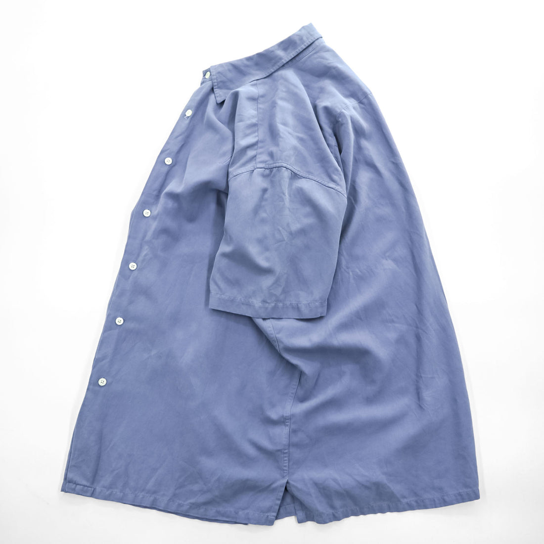 NAUTICA シルクコットン 半袖シャツ XL ブルー ワンポイント EASY CARE SILK BLEND