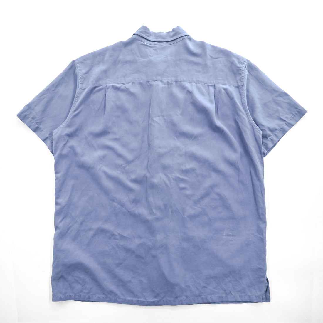 NAUTICA シルクコットン 半袖シャツ XL ブルー ワンポイント EASY CARE SILK BLEND