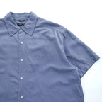 NAUTICA シルクコットン 半袖シャツ XL ブルー ワンポイント EASY CARE SILK BLEND