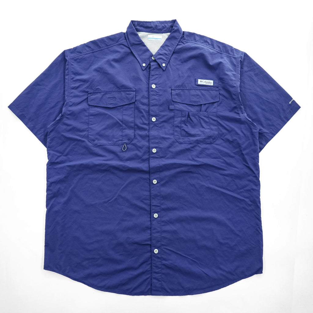Columbia PFG 半袖 フィッシングシャツ OMNI-SHADE XL ネイビー メッシュ ビッグサイズ ボタンダウン XM7150