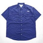 Columbia PFG 半袖 フィッシングシャツ OMNI-SHADE XL ネイビー メッシュ ビッグサイズ ボタンダウン XM7150
