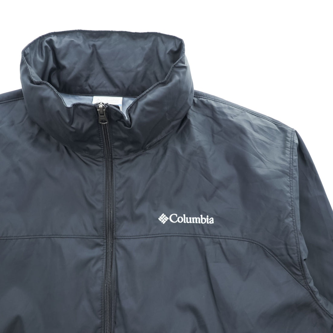 Columbia フード収納式 マウンテンパーカー 防水 シェル レインジャケット L ブラック ドローコード