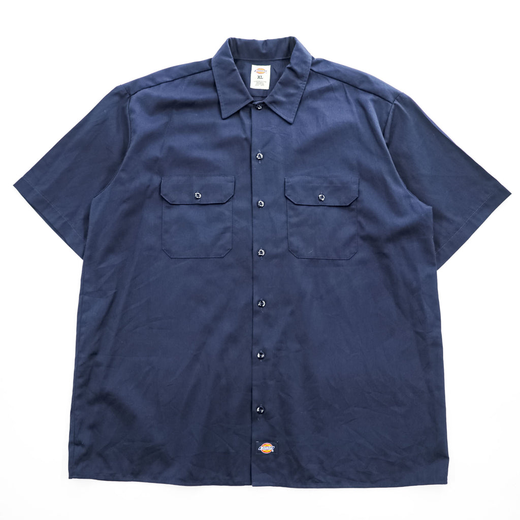Dickies Men's Short Sleeve Work Shirt Navy XL Two Pocket 2010s