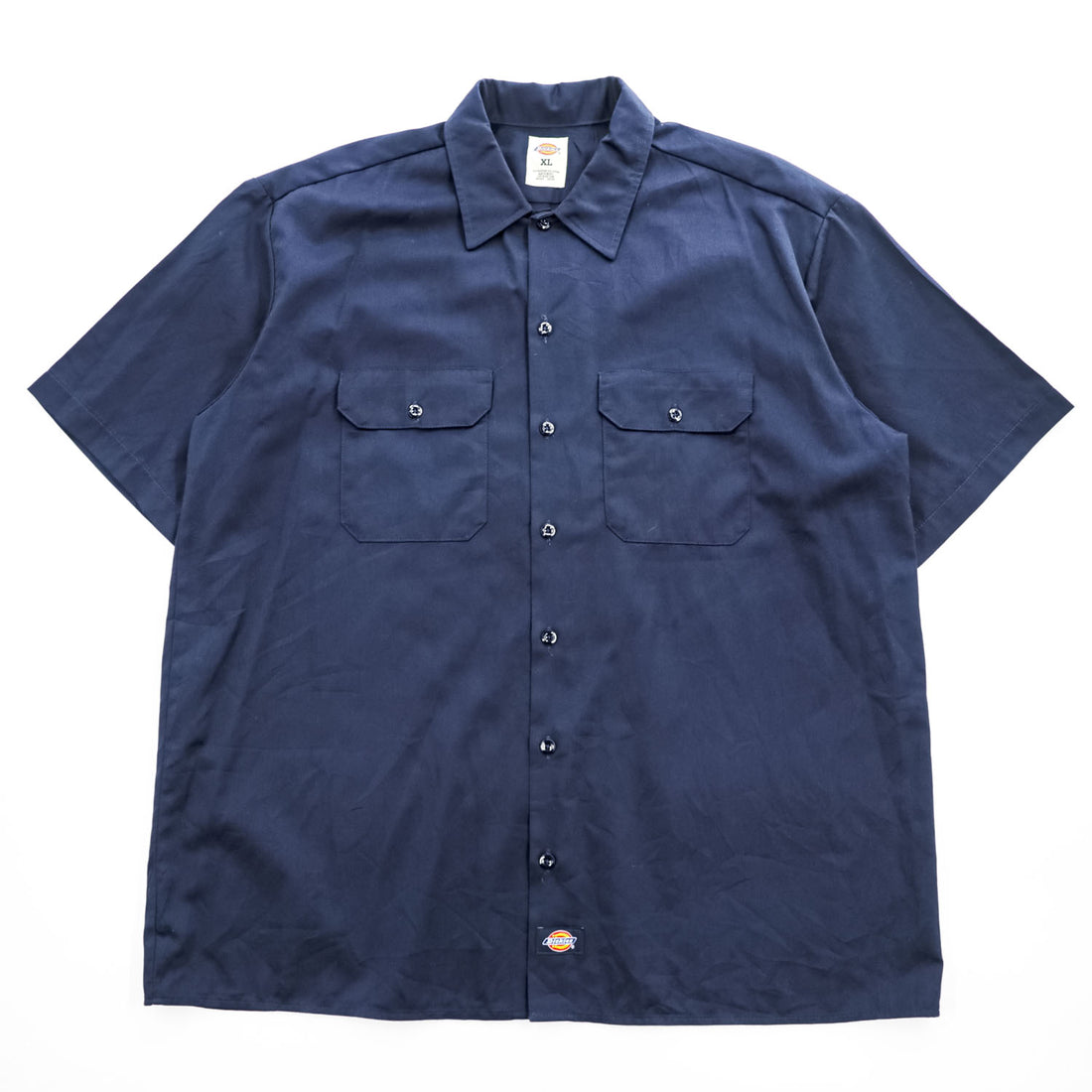 Dickies Men's Short Sleeve Work Shirt Navy XL Two Pocket 2010s