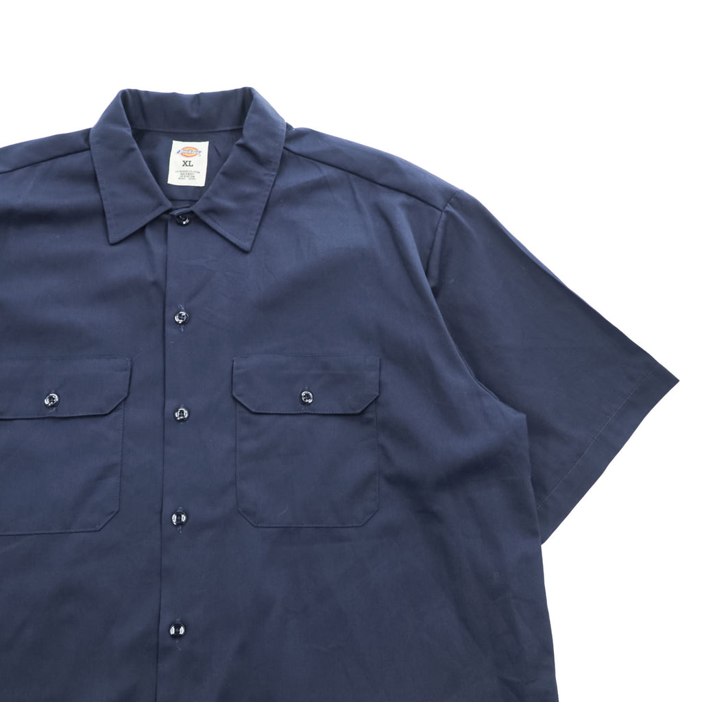 Dickies Men's Short Sleeve Work Shirt Navy XL Two Pocket 2010s