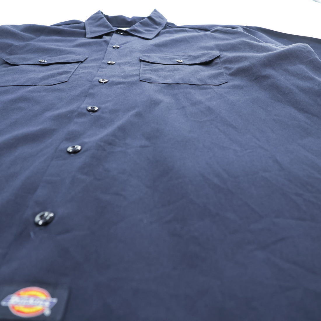Dickies Men's Short Sleeve Work Shirt Navy XL Two Pocket 2010s