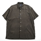 NAUTICA Silk Cotton Short Sleeve Shirt XL Dark Brown Embroidered Logo