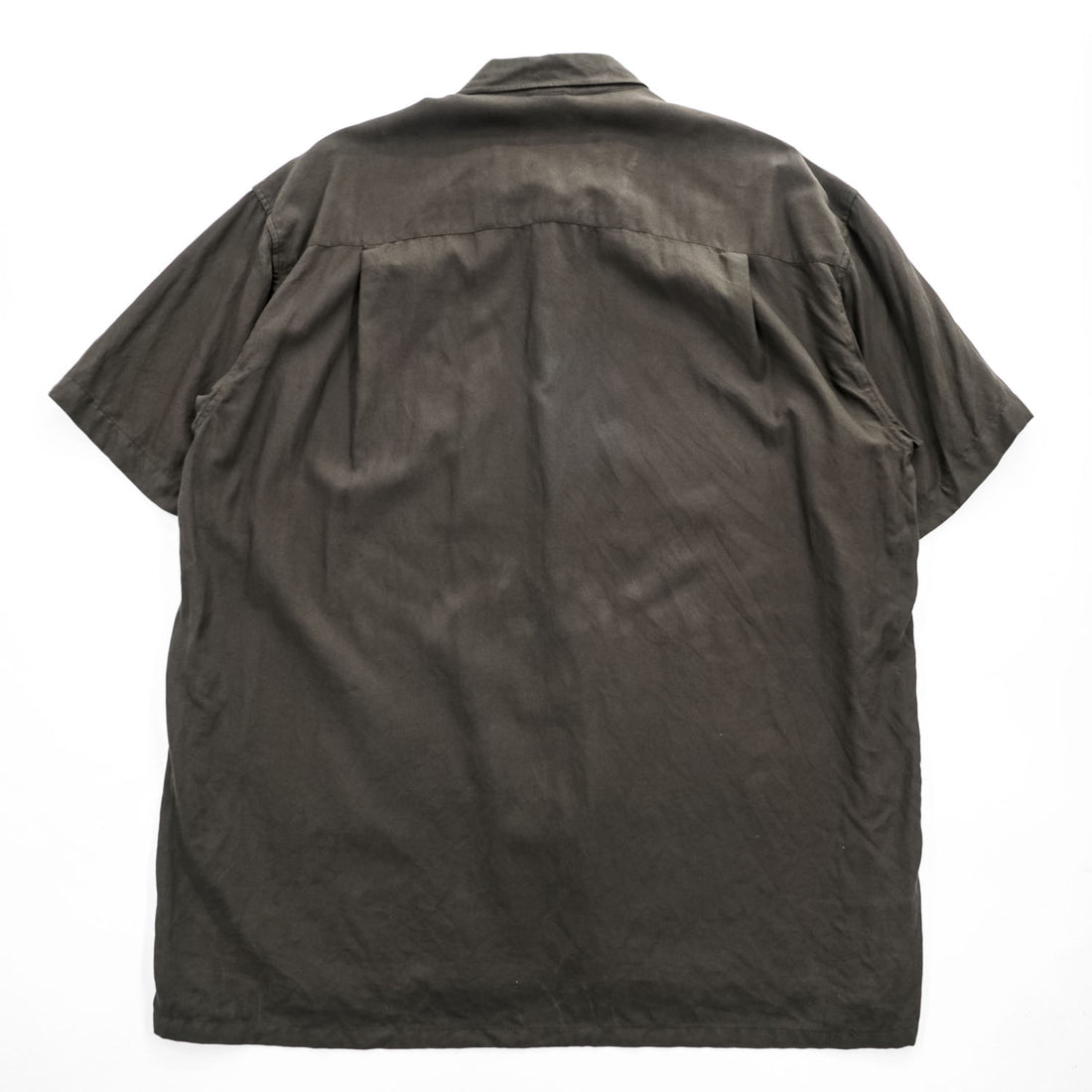 NAUTICA Silk Cotton Short Sleeve Shirt XL Dark Brown Embroidered Logo
