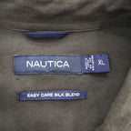 NAUTICA Silk Cotton Short Sleeve Shirt XL Dark Brown Embroidered Logo