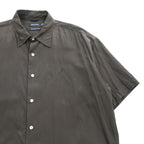 NAUTICA Silk Cotton Short Sleeve Shirt XL Dark Brown Embroidered Logo