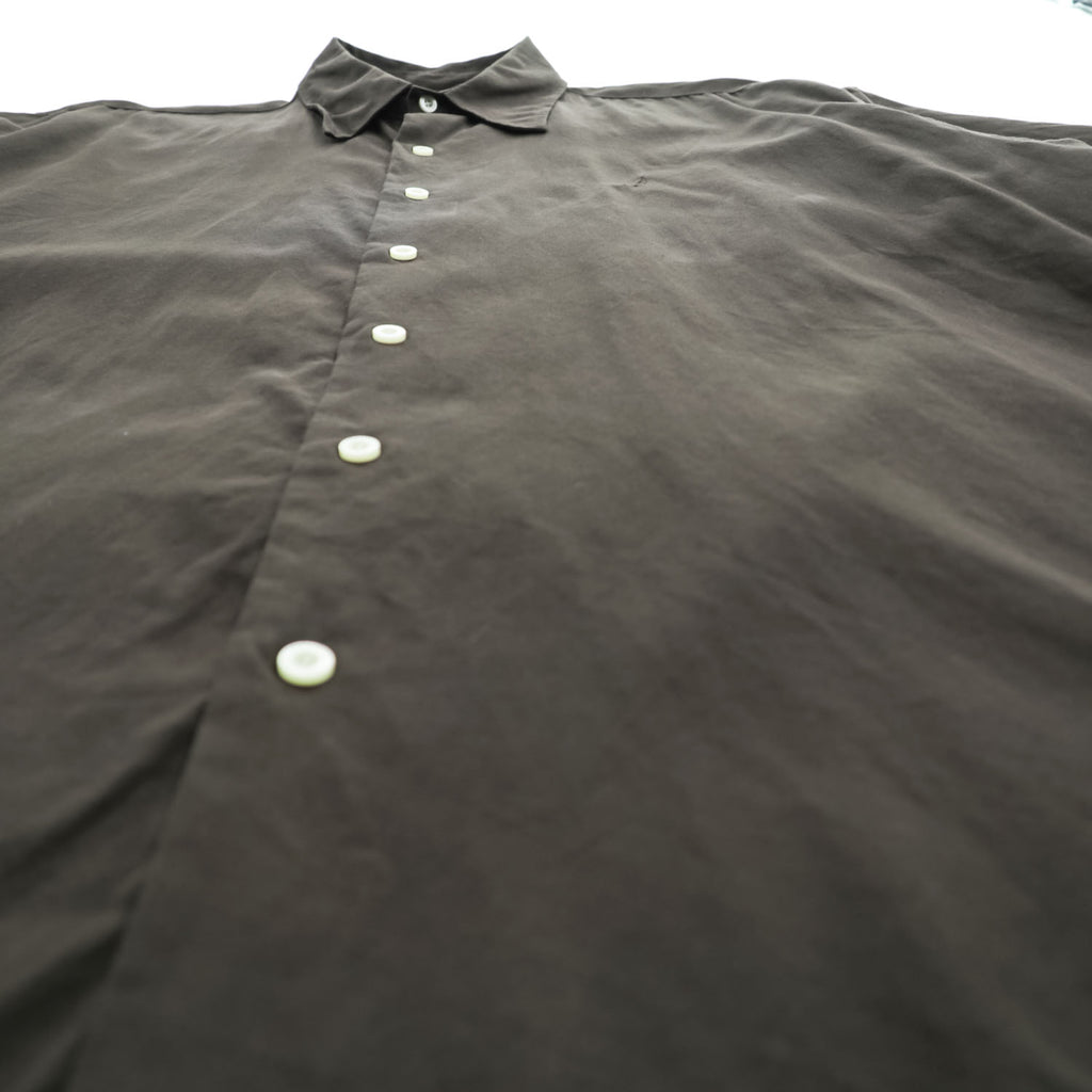 NAUTICA Silk Cotton Short Sleeve Shirt XL Dark Brown Embroidered Logo