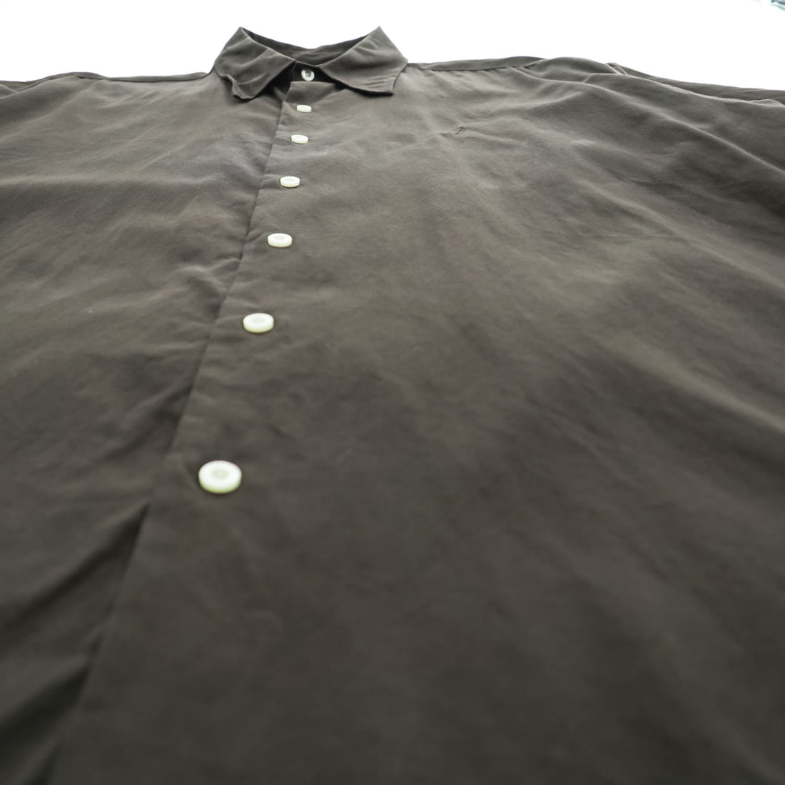 NAUTICA Silk Cotton Short Sleeve Shirt XL Dark Brown Embroidered Logo