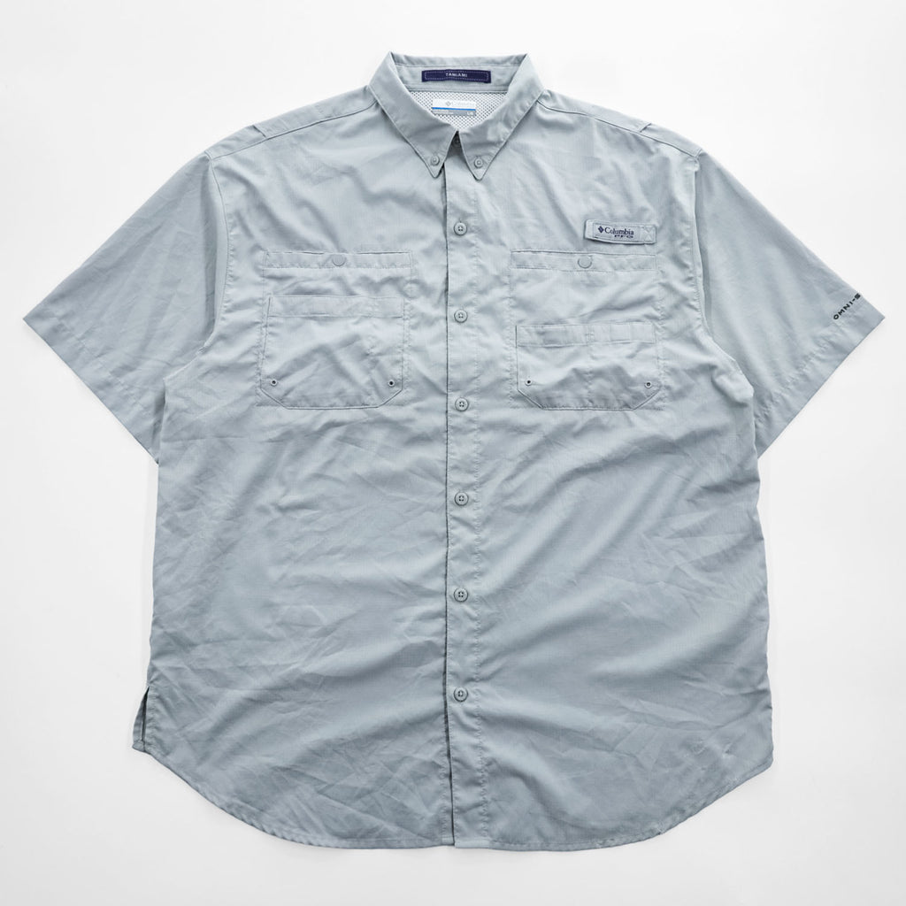 Columbia PFG Tamiami II Men's L Light Gray Short Sleeve Fishing Shirt FM7266 Omni-Shade