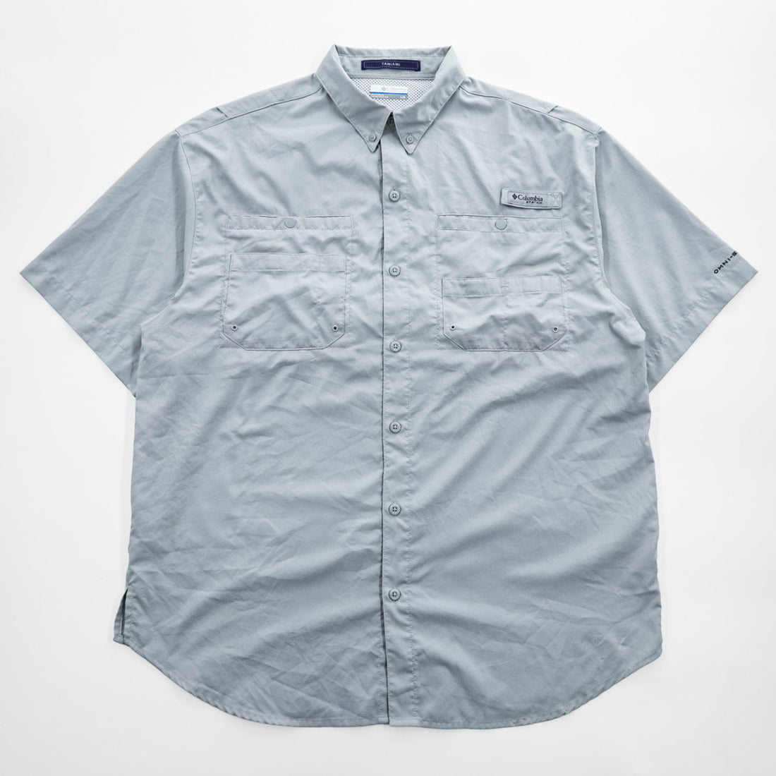 Columbia PFG Tamiami II Men's L Light Gray Short Sleeve Fishing Shirt FM7266 Omni-Shade
