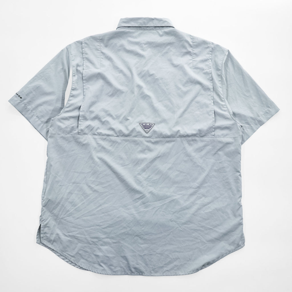 Columbia PFG Tamiami II Men's L Light Gray Short Sleeve Fishing Shirt FM7266 Omni-Shade