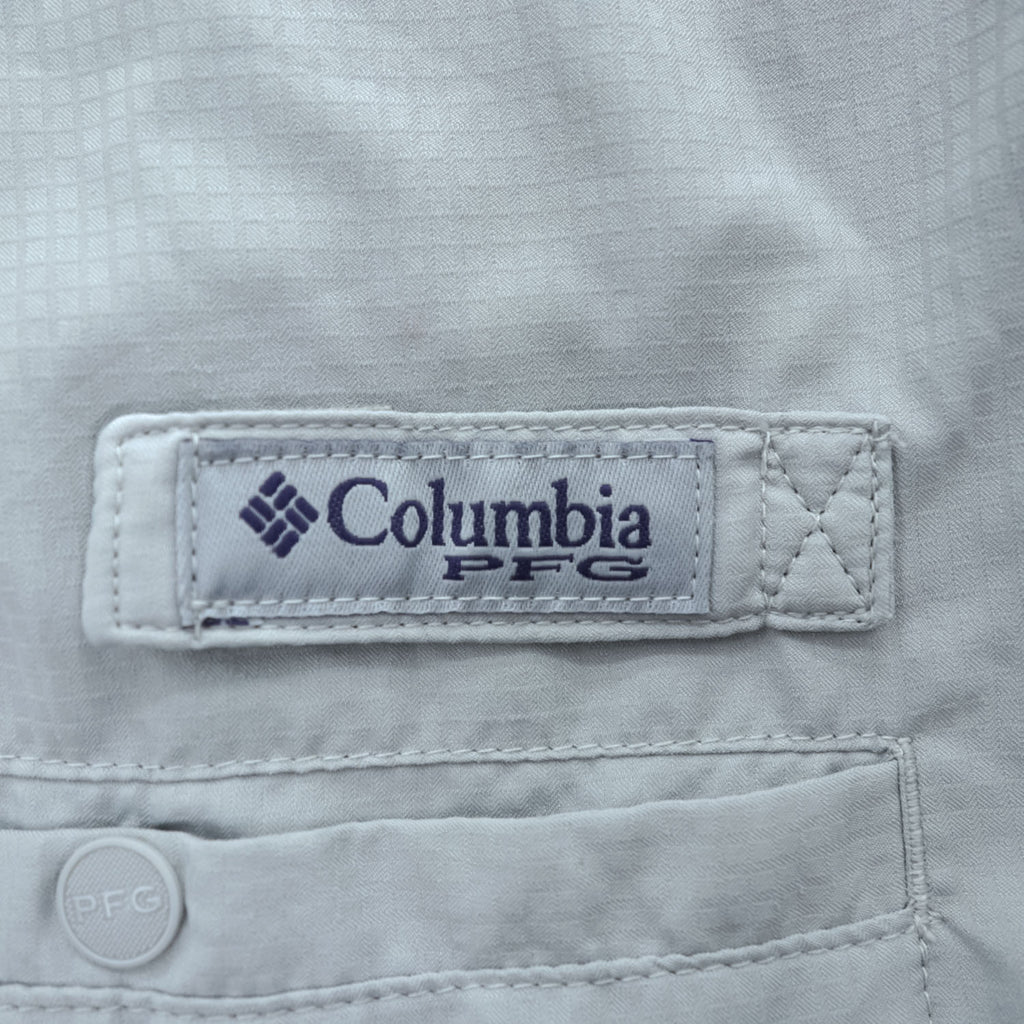 Columbia PFG Tamiami II Men's L Light Gray Short Sleeve Fishing Shirt FM7266 Omni-Shade