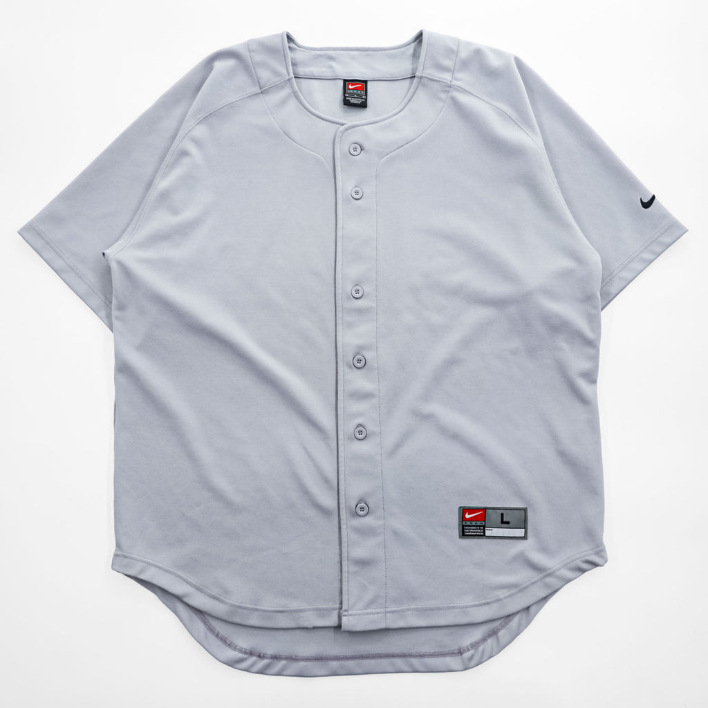 NIKE TEAM 00年代 ヴィンテージ 半袖 ベースボールシャツ L グレー ポリエステル