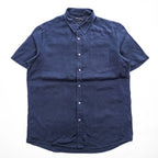 FRENCH CONNECTION Men's Navy 100% Linen Short Sleeve Shirt Size L Classic Fit