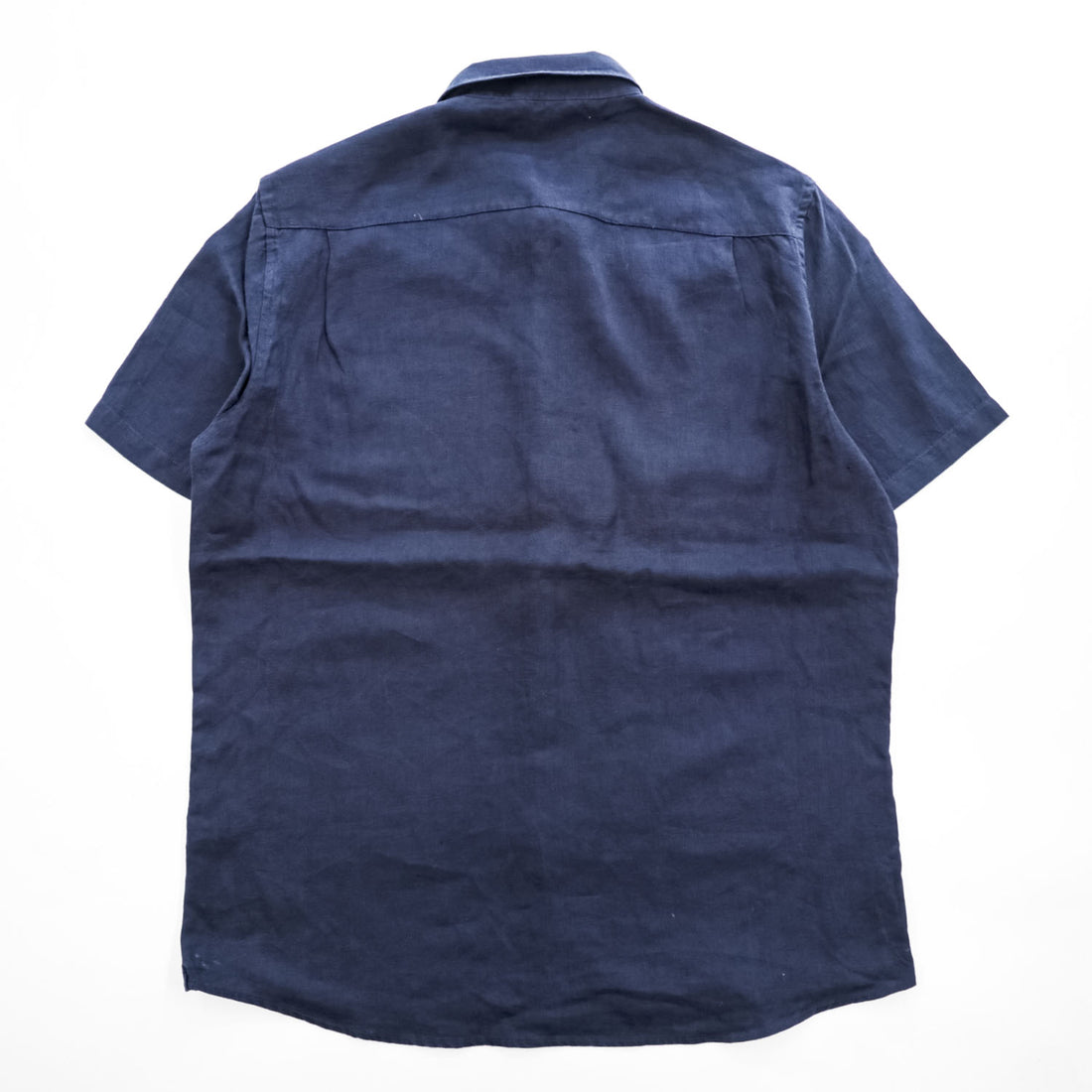 FRENCH CONNECTION Men's Navy 100% Linen Short Sleeve Shirt Size L Classic Fit