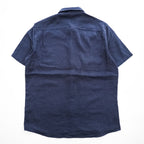FRENCH CONNECTION Men's Navy 100% Linen Short Sleeve Shirt Size L Classic Fit