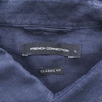 FRENCH CONNECTION Men's Navy 100% Linen Short Sleeve Shirt Size L Classic Fit