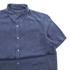 FRENCH CONNECTION Men's Navy 100% Linen Short Sleeve Shirt Size L Classic Fit