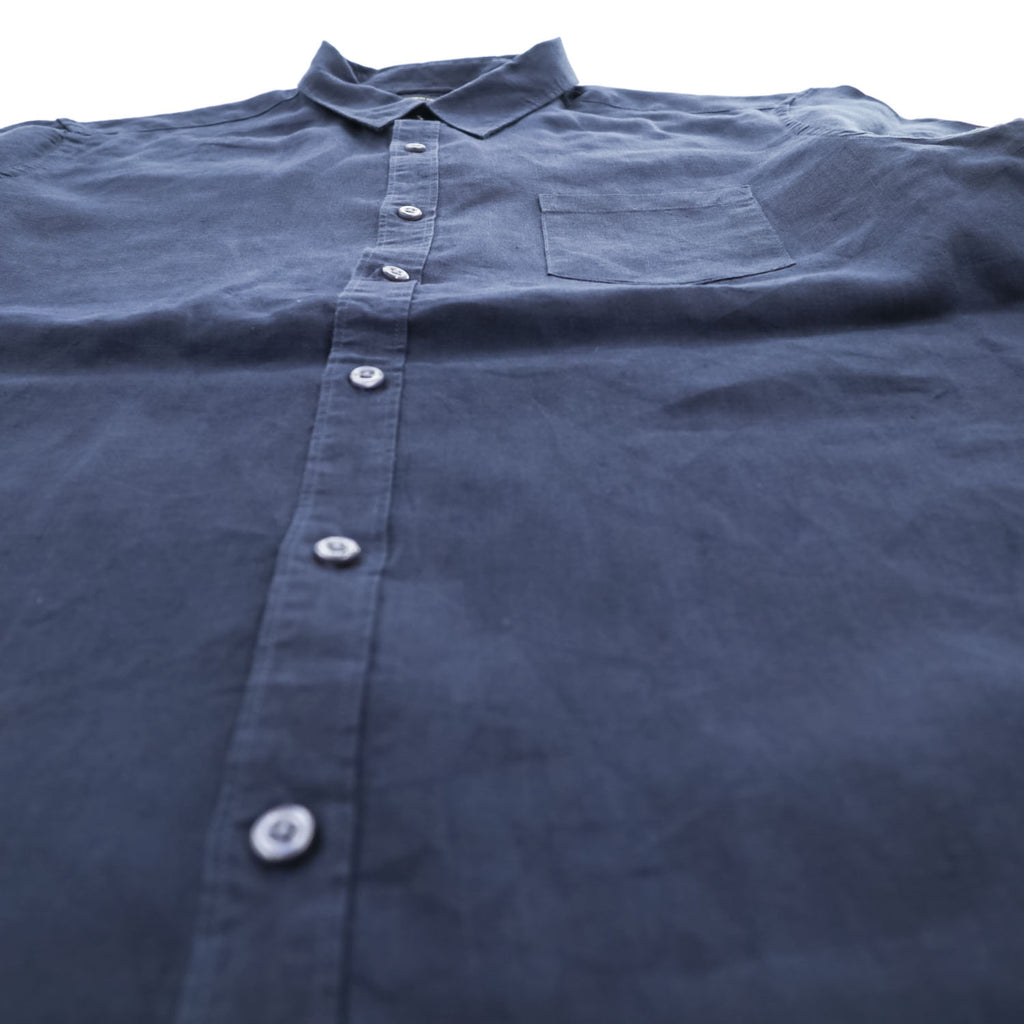 FRENCH CONNECTION Men's Navy 100% Linen Short Sleeve Shirt Size L Classic Fit