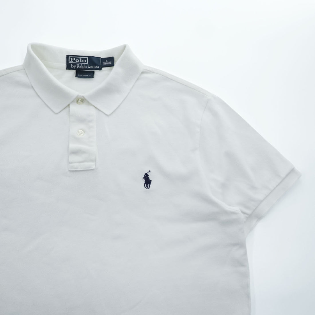 Polo Ralph Lauren ポロシャツ L ホワイト ポニー刺繍 CUSTOM FIT 鹿の子 コットン100%