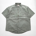 FILSON Men's Short Sleeve Work Shirt Gray Green Size L Double Flap Pockets